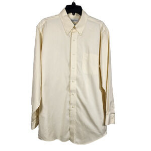 Brooks Brothers Non Iron Mens Dress Shirt 16 32/33 Yellow Cotton Button Long Slv